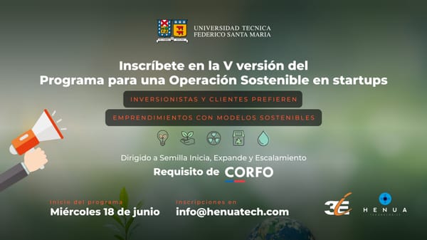 Instituto 3IE y HENUA TECHNOLOGIES lanzan quinta versión de programa para startups sostenibles